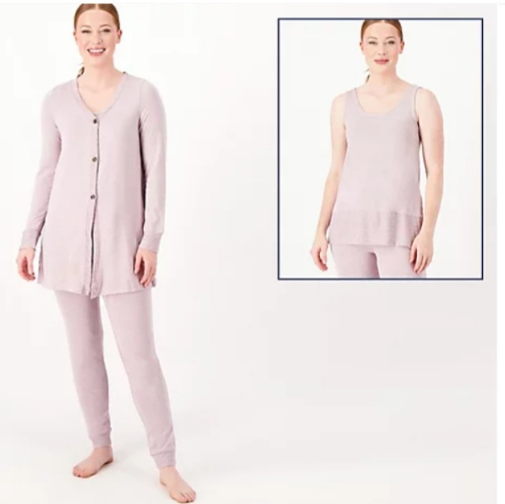 Cuddl Duds Petite Seriously Soft Tank,  Cardigan,  Jogger Set 3X